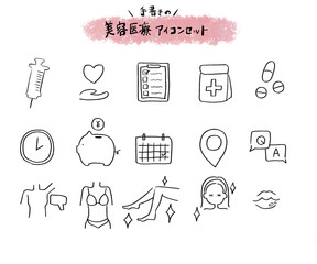 手書きの美容医療アイコンセット