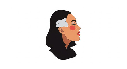 Stylized Profile Portrait of a Woman with Dark Hair. © Miftahul