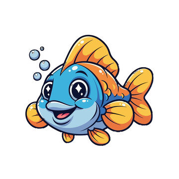 A cartoon goldfish with a cheerful expression.