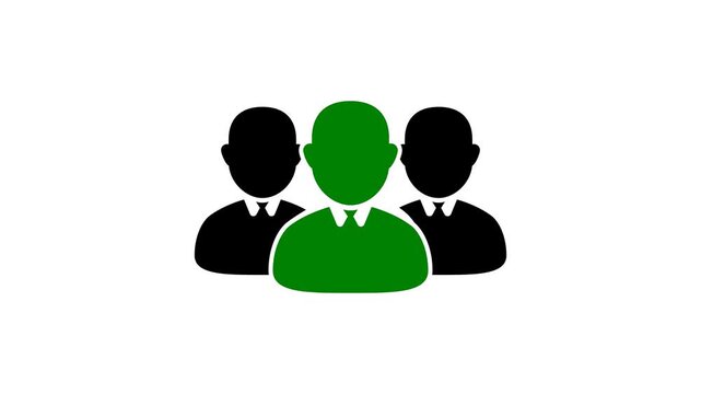 user icon animation on transparent, 3 user icon loop animation