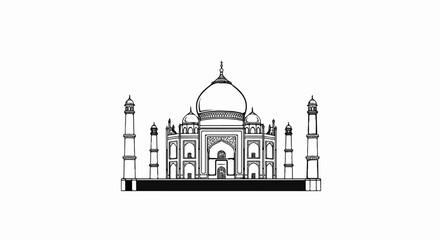 Ornate white mausoleum with domed roof, four minarets, and intricate geometric detailing