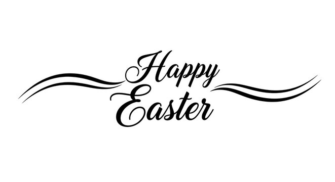 Happy easter day greeting card with elegant calligraphy and decorative lines
