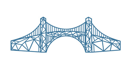 Fototapeta premium Geometric Blue Suspension Bridge Illustration.