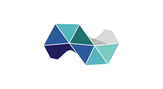 Geometric Abstract Shape with Blue and Teal Polygons.