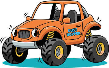 Orange Vector Off Road Buggy With Large Tires And Happy Face