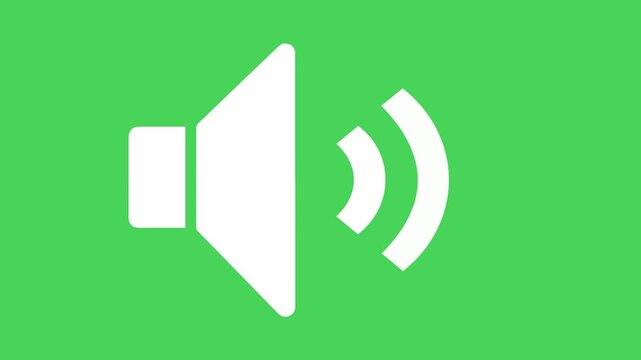 Sound Volume Speaker Mute Unmute Icon Animation on Green Screen Background