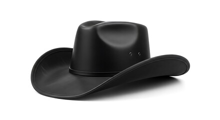 Black cowboy hat isolated on white background for western style imagery