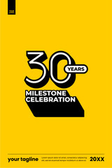30 years anniversary milestone event logo vector template black bold poster 