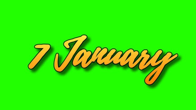 Calendar date displayed prominently in vibrant orange script against bright green background