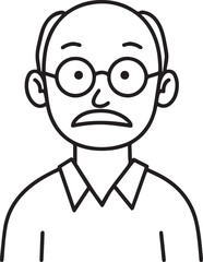 Obraz premium Hand Drawn Old Man Black and White Avatar Illustration in Minimal Line Art Style Design