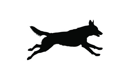 Obraz premium Black silhouette of a dog running on a white background dynamic animal illustration