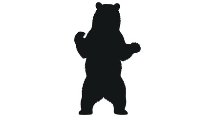 Black bear silhouette standing upright on two legs with paws raised against a white background symbolizing strength and wildlife © Tuli
