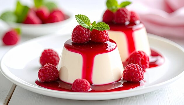 Italienische Panna Cotta mit Himbeersauce