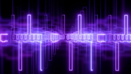 Fototapeta premium Abstract glowing purple neon technology background with futuristic digital circuit pattern and cyberspace concept
