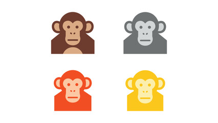 Obraz premium Four stylized emoji depictions of different colored primates with expressive faces