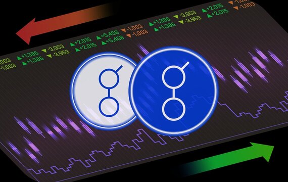 golem-glm cryptocurrency images on digital background. 3d illustrations.