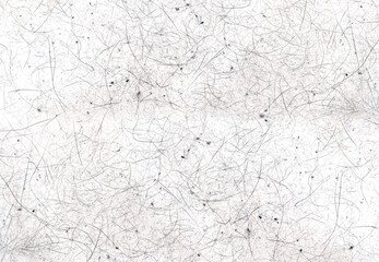 Sticky adhesive paper with animal hair, fur, dirt and dust on surface as texture or background