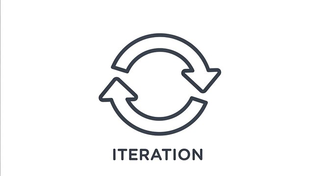 Circular arrows represent the concept of iteration and repetition.