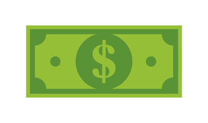 Green dollar bill banknote icon for finance and currency concepts