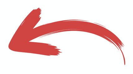 Obraz premium Red brush stroke arrow pointing left abstract directional symbol