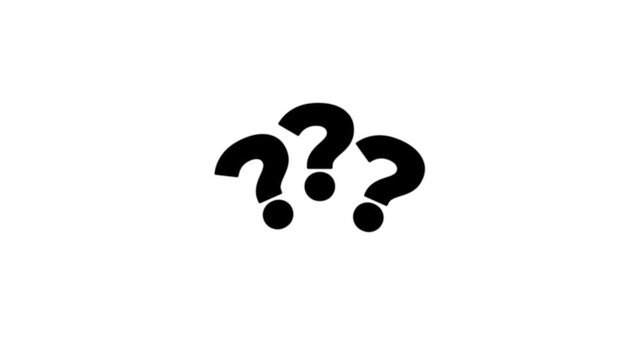 Question mark icon animation 4K video. Stock video with a concept of confusion.