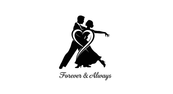 Couple Dancing Together in Love Silhouette.