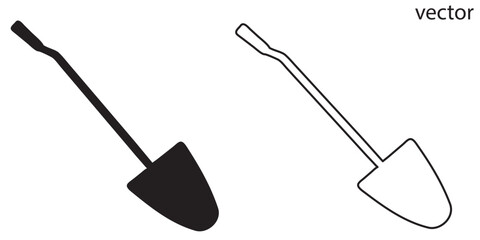 Shovel vector icon,  Garden shovel silhouette vector, Silhouette of a shovel tool illustration on white background © Dream_Art