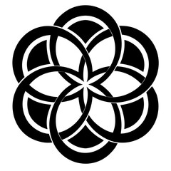 Black interlocking circles forming a flower shape