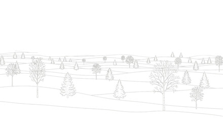 Obraz premium Tree lined hills and mountains landscape