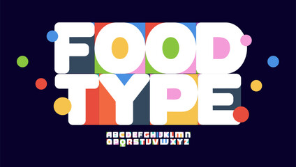 Bold Round Font Logo Alphabet Food Type Color Letter Set Modern Typography, Creative Typographic Design for Title Text, Typo Poster Headline, Type Symbol Logotype, Bubble Fonts. Vector Typeface © artyway