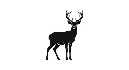 Deer Silhouette with Antlers Standing.