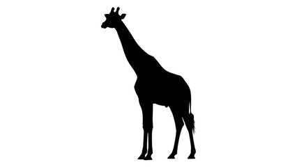 Fototapeta premium Silhouette of a giraffe standing alone.