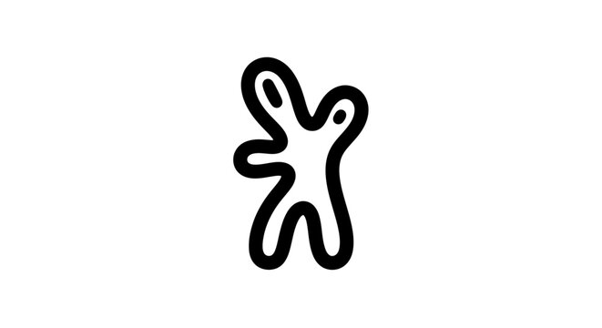 Simple black and white abstract figure illustration on white background.