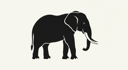 Fototapeta premium Simple Black Elephant Silhouette Illustration.