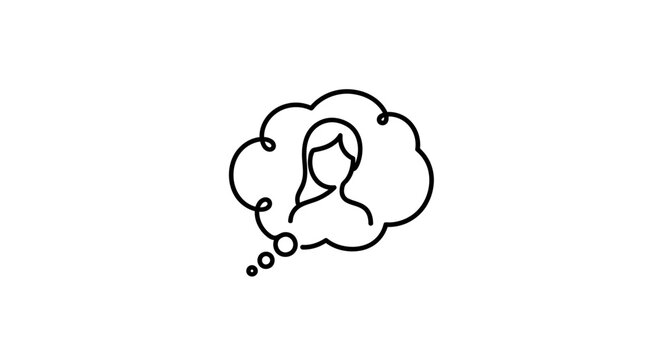 Simple Line Art Illustration of a Thoughtful Person Contemplating.