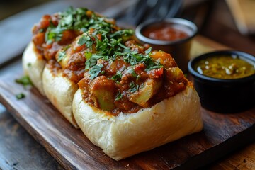 A fiery curry-filled bread bowl prepared as traditional bunny chow.
