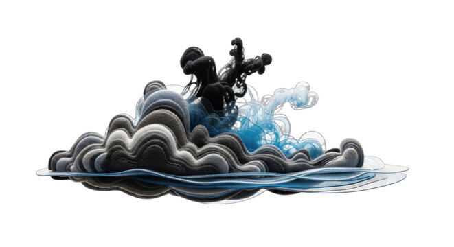 Abstract layered cloud illustration with gradient colors and black background.