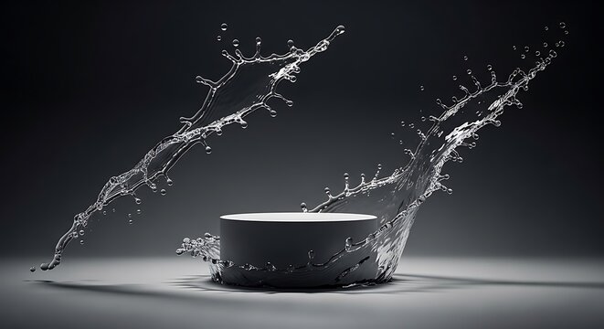 Water Splashing into a Ceramic Bowl.