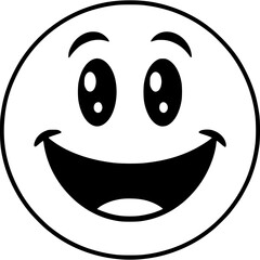 Obraz premium Smiley face icon with happy smiling expression in cartoon vector illustration style