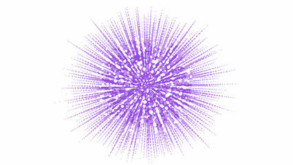 Abstract purple radial burst with dots on white background