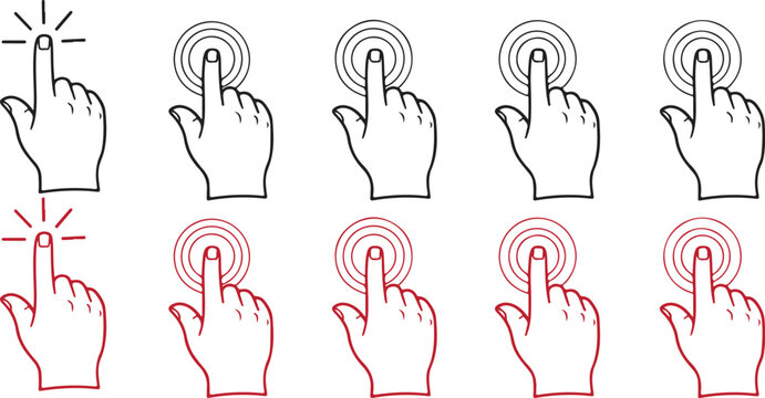 A series of hand illustrations demonstrating a finger gesture with sound waves