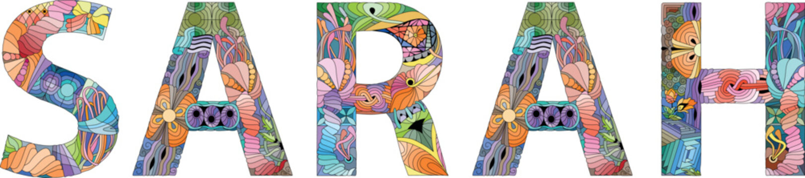 Female name SARAH. Vector decorative object