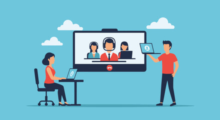 Fototapeta premium Virtual Meeting with Remote Team Members