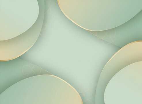 Abstract Flowing Green Gold Shapes and Subtle Geometric Patterns Background