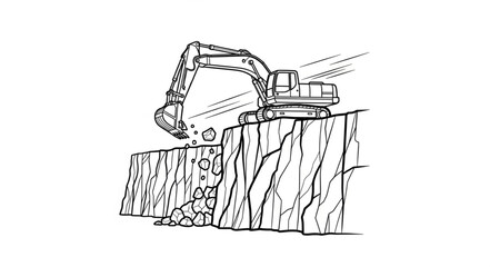 Excavator Digging into Rocky Terrain. © raja