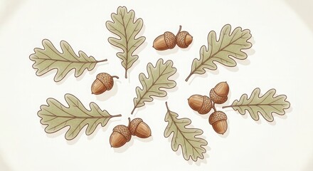 Oak leaves and acorns illustration