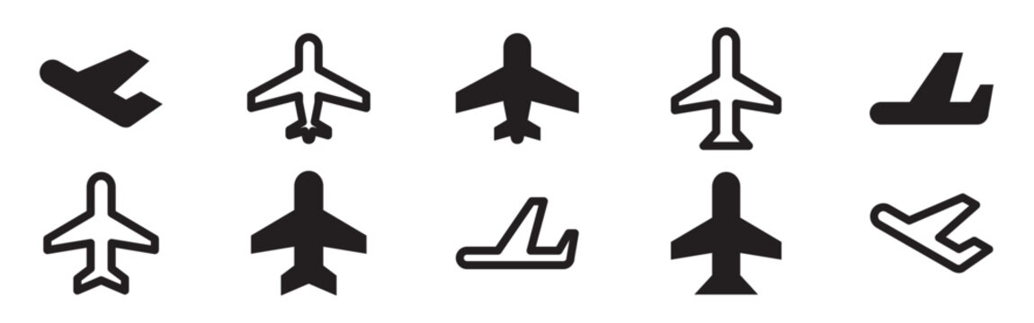 airplane mode icon set line and solid style for device setting