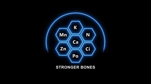 Nutrition infographic stronger bones potassium calcium zinc manganese neon