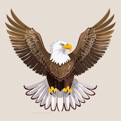 Fototapeta premium Majestic and powerful eagle illustration with wings spread wide, embodying concepts of freedom, strength, and iconic avian symbolism, an emblem of natural grace and vigilance