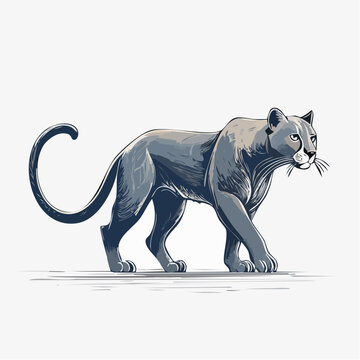 Striking illustration of a majestic wild feline predator, embodying grace and raw power in its sleek, stealthy movement; a captivating representation of nature's formidable beauty